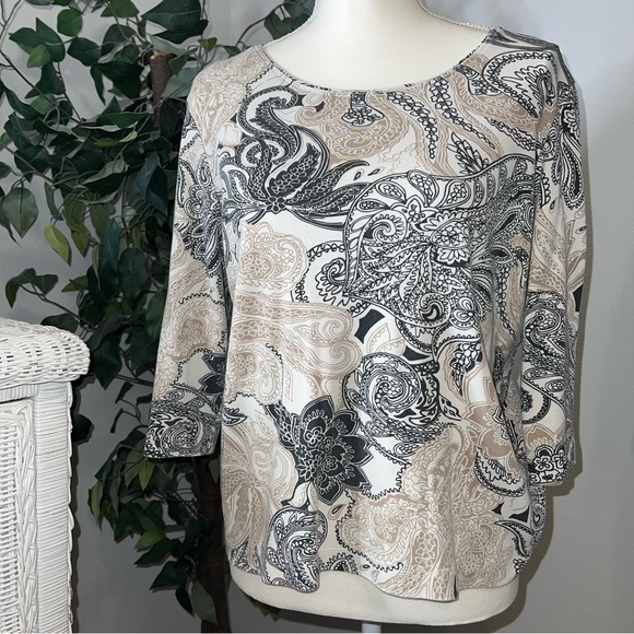 Blouse Rebecca Malone Noir - Dentelle, Paillettes, Taille L, 3/4 Manches, Neuf